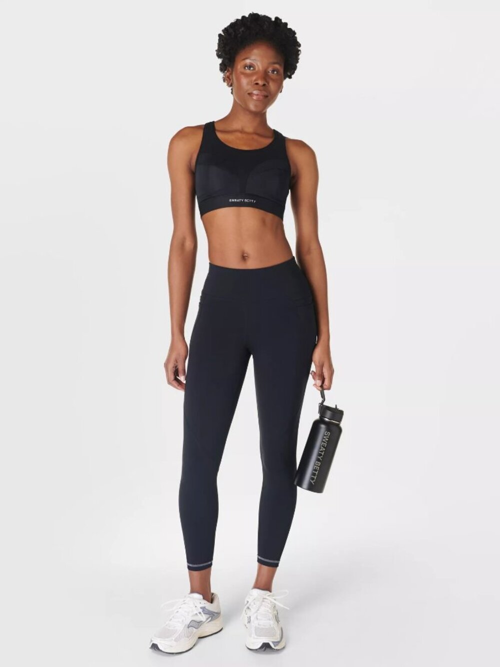 SWEATY BETTY Black Super Power Full Length Mid Rise Leggings, Size M/8